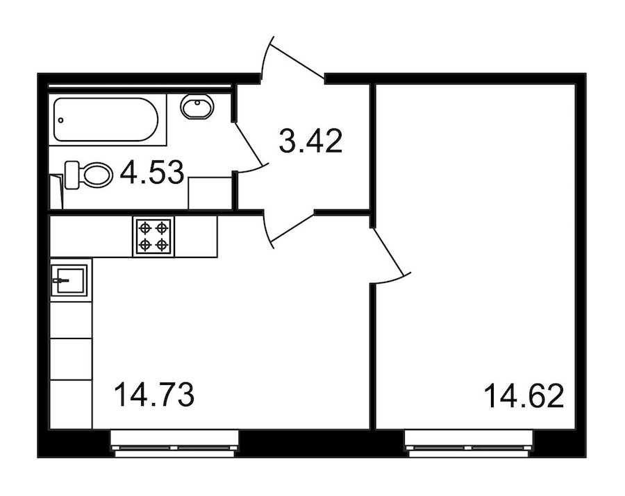 Однокомнатная квартира в : площадь 37.3 м2 , этаж: 1 – купить в Санкт-Петербурге